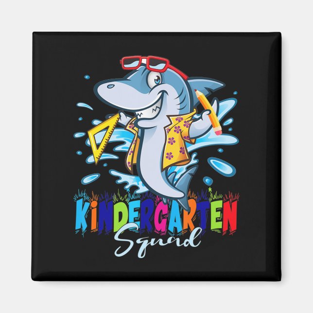 Kindergarten Squad Back to school Roligt Shark för Magnet (Framsidan)