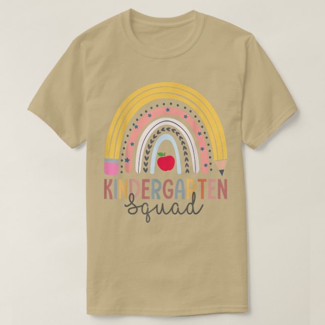 Kindergarten Squad Funny Boho Rainbow Teacher Stud T Shirt (Design framsida)