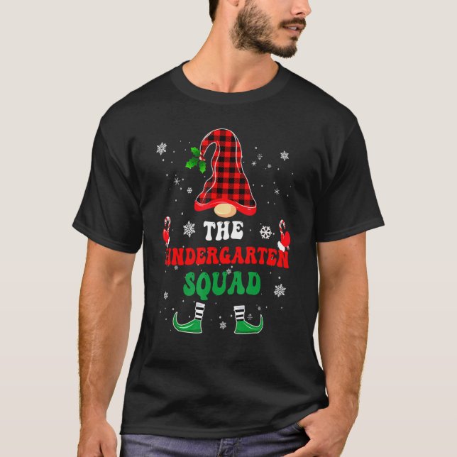 Kindergarten Squad jul Elf Teacher Matching T Shirt (Framsida)