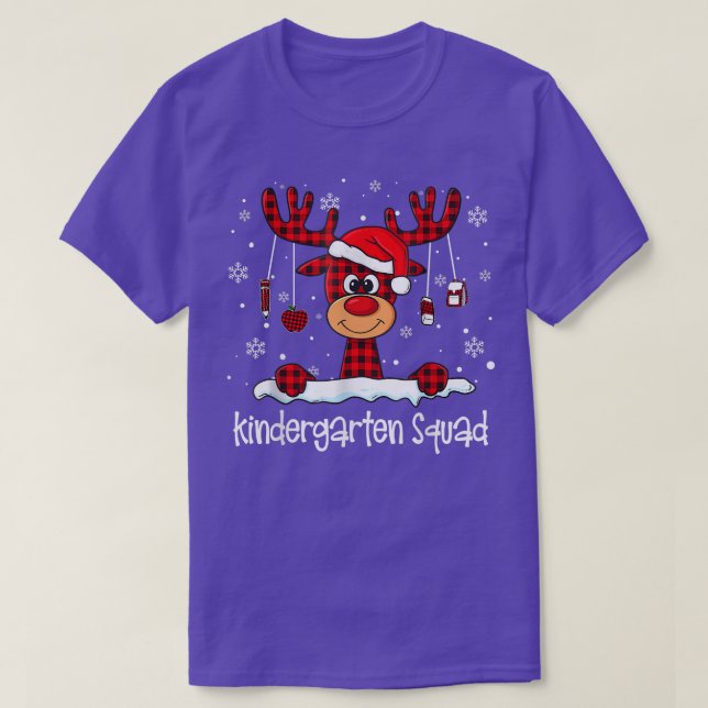 Kindergarten Squad Play Reindeer Santa Hat Teache T Shirt (Design framsida)