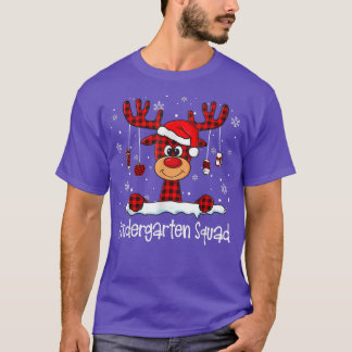 Kindergarten Squad Play Reindeer Santa Hat Teache T Shirt