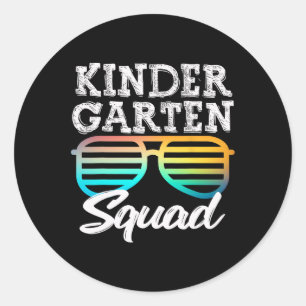 Kindergarten Squad Sungles Roligt Kids Back to sch Runt Klistermärke