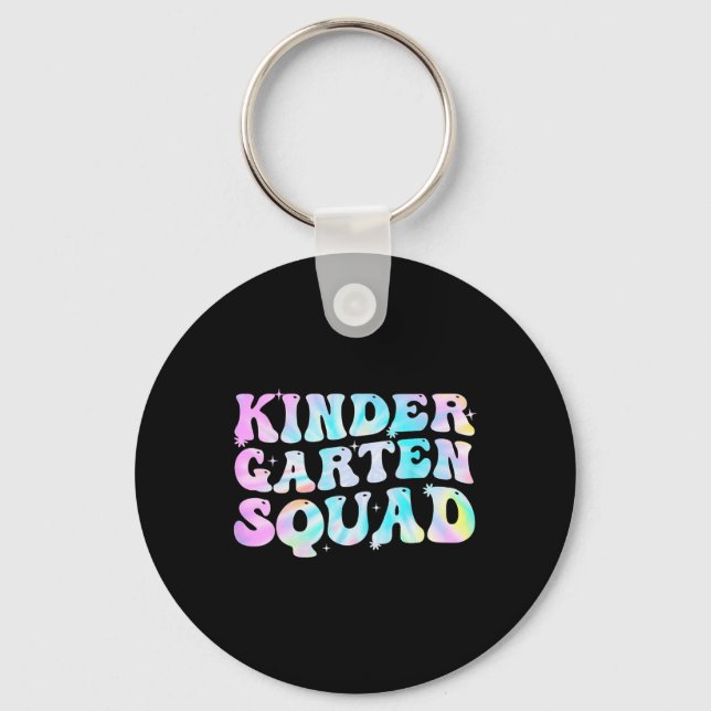 Kindergarten Squad Teacher-barn Tie Dye Tillbaka t Nyckelring (Framsida)