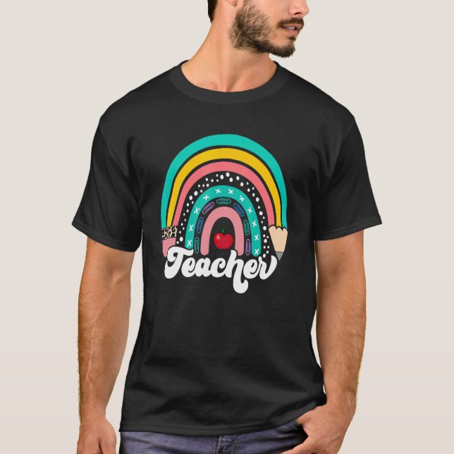 Kindergarten Squad Teacher Life Rainbow tillbaka t Shirt (Framsida)