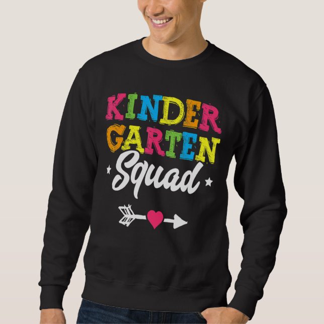 Kindergarten Squad Teacher Student Kid tillbaka ti Lång Ärmad Tröja (Framsida)