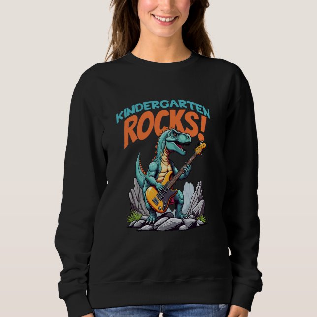 Kindergarten Sten! Rocking T-Rex Dinosaur T Shirt (Framsida)