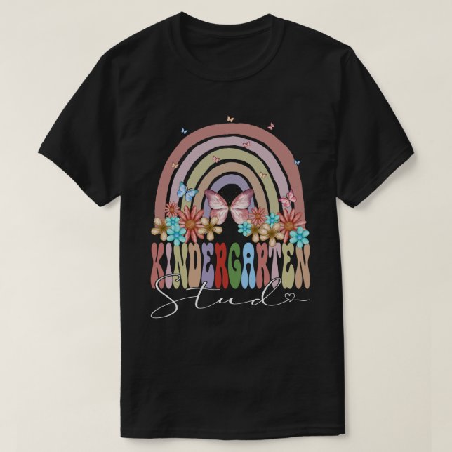Kindergarten Stud Back to school Rainbow Retro Gro T Shirt (Design framsida)