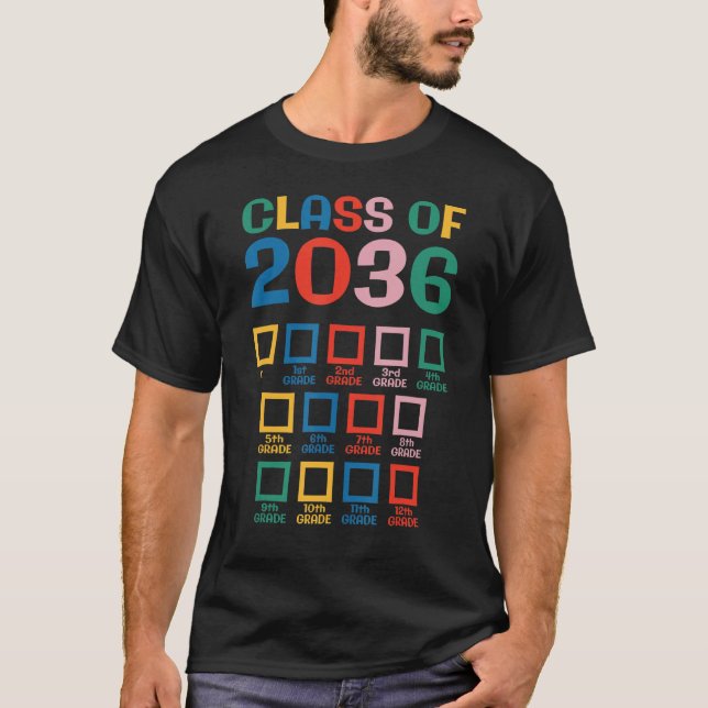 Kindergarten Student Checklist Class of 2036 Grow T Shirt (Framsida)