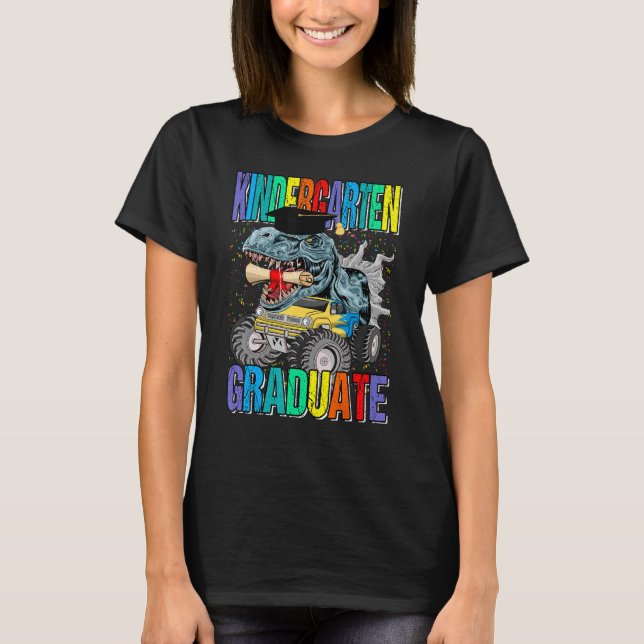 Kindergarten Student Monster Lastbil Dinosaur Grad T Shirt (Framsida)