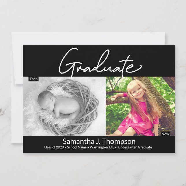 Kindergarten Student och nu Grad Photo Meddelande (Framsida)