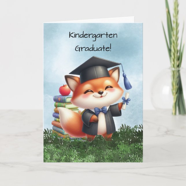 Kindergarten Studenten Boy Fox Grattisar Kort (Framsida)