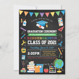 Kindergarten Studenten Ceremony Chalkboard Inbjudningar