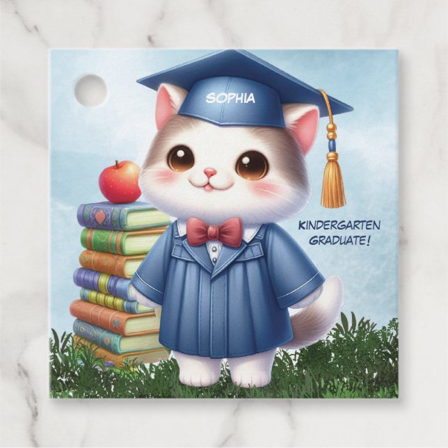 Kindergarten Studenten Cute Cat Girl Gåvor Etiketter (Framsida)