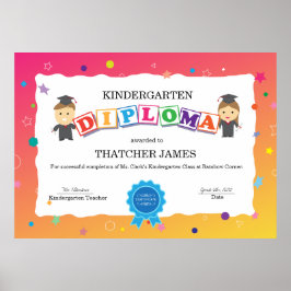 Kindergarten Studenten Diploma Poster