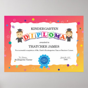 Kindergarten Studenten Diploma Poster