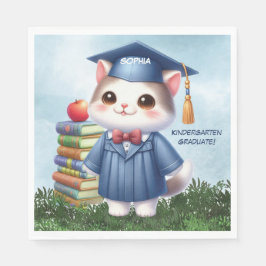 Kindergarten Studenten Girl Cat Grattiss Pappersservett
