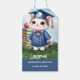 Kindergarten Studenten Girl Cat Grattiss Presentetikett