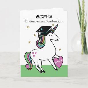 Kindergarten Studenten Grattis Unicorn Kort