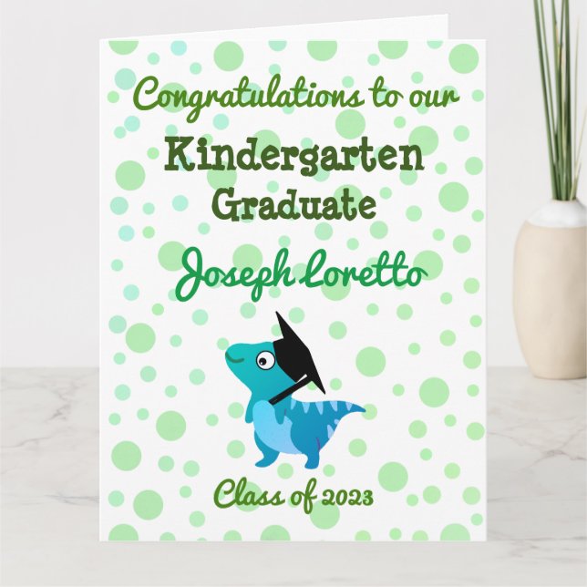 Kindergarten Studenten Grattiss Dinosaur Kort (Framsida)