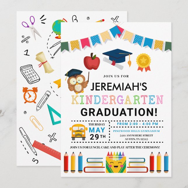 Kindergarten Studenten-inbjudan Inbjudningar (Fram/baksida)