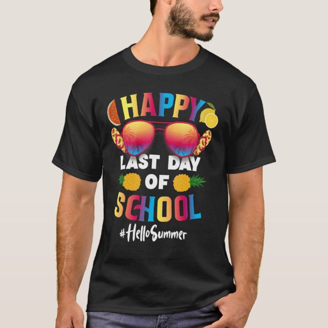 Kindergarten Studenten Kids Sommar Lycklig förra d T Shirt (Framsida)