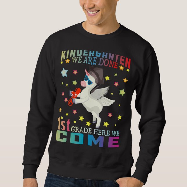 Kindergarten Studenten Magic Unicorn for Girls Lång Ärmad Tröja (Framsida)
