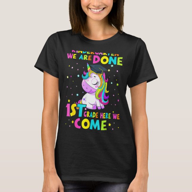 Kindergarten Studenten Magic Unicorn for Girls T Shirt (Framsida)