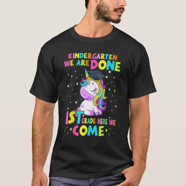 Kindergarten Studenten Magic Unicorn for Girls T Shirt (Framsida)
