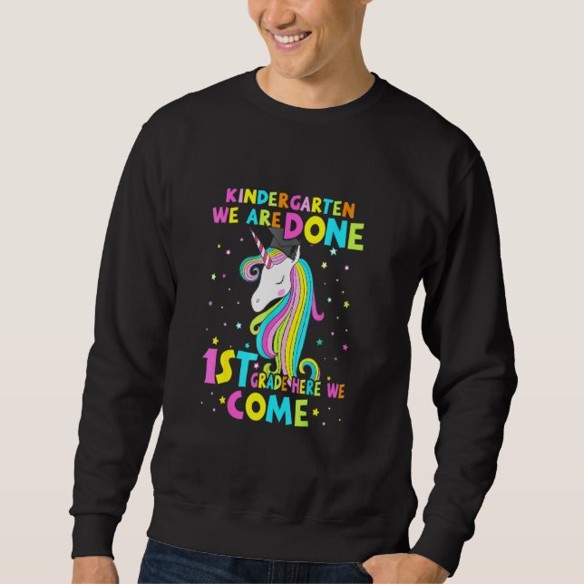 Kindergarten Studenten Magic Unicorn Teacher St Lång Ärmad Tröja (Framsida)