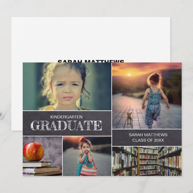 Kindergarten Studenten Photo Collage-meddelande Inbjudningar (Fram/baksida)