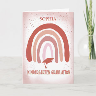 Kindergarten Studenten Rosa Watercolor Rainbow Kort