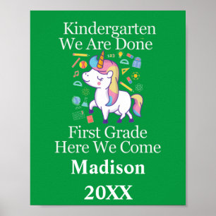 Kindergarten Studenten till First Klass Unicorn Po Poster