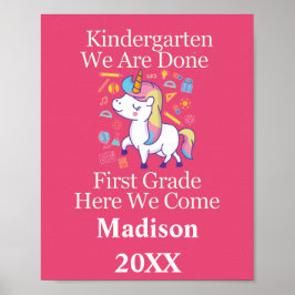 Kindergarten Studenten till First Klass Unicorn Poster