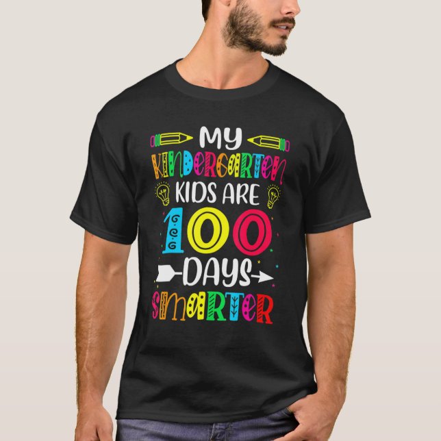 Kindergarten Teacher 100 Days Smarter 100th Day Of T Shirt (Framsida)