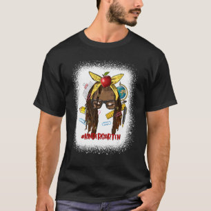 Kindergarten Teacher Afro Messy Bun Back to school T Shirt
