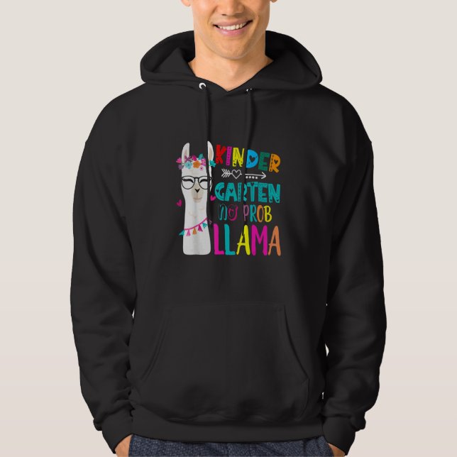 Kindergarten Teacher Back To School No Prob Llama Hoodie (Framsida)