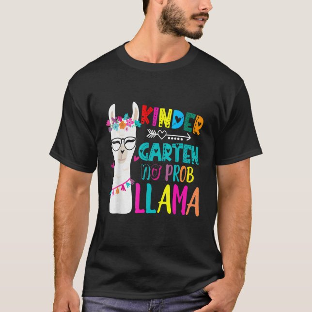 Kindergarten Teacher Back To School No Prob Llama T Shirt (Framsida)