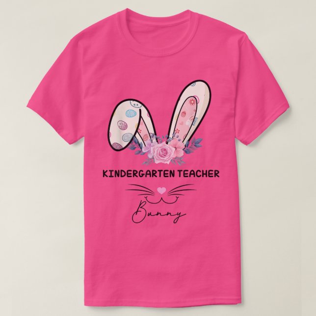 Kindergarten Teacher Bunny Påskägg Lycklig Easte T Shirt (Design framsida)