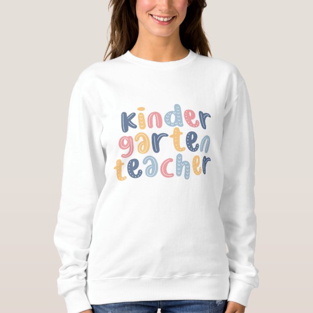 Kindergarten Teacher Colorful Blommigt T Shirt (Framsida)