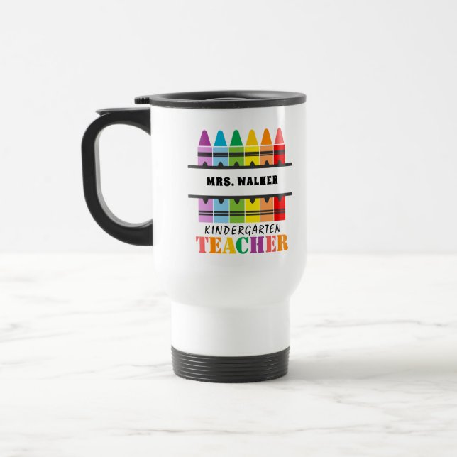 Kindergarten Teacher Colorful Kritor Personlig Resemugg (Vänster)