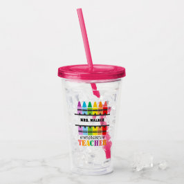 Kindergarten Teacher Colorful Kritor Personlig Take Away Mugg