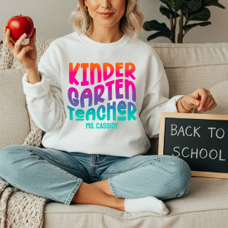 Kindergarten Teacher Colorful Ombre Design T Shirt