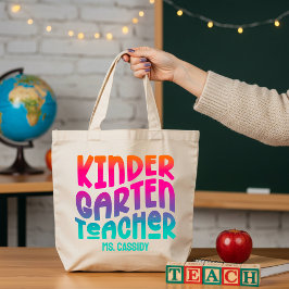 Kindergarten Teacher Colorful Ombre Tygkasse