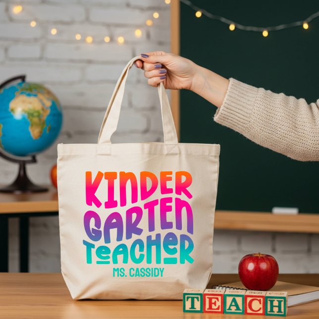 Kindergarten Teacher Colorful Ombre Tygkasse (Skapare uppladdad)