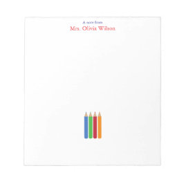 Kindergarten Teacher Colorful Pencils Anteckningsblock