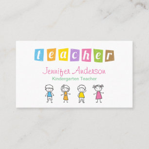 Kindergarten Teacher Crayon Hand plockade Kids Visitkort