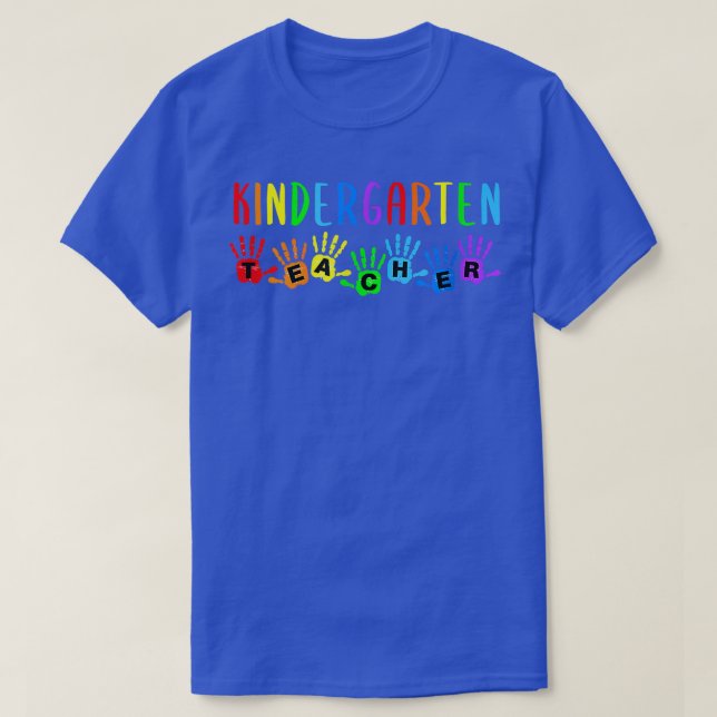 Kindergarten Teacher Crew Kinder Team Handprint T Shirt (Design framsida)