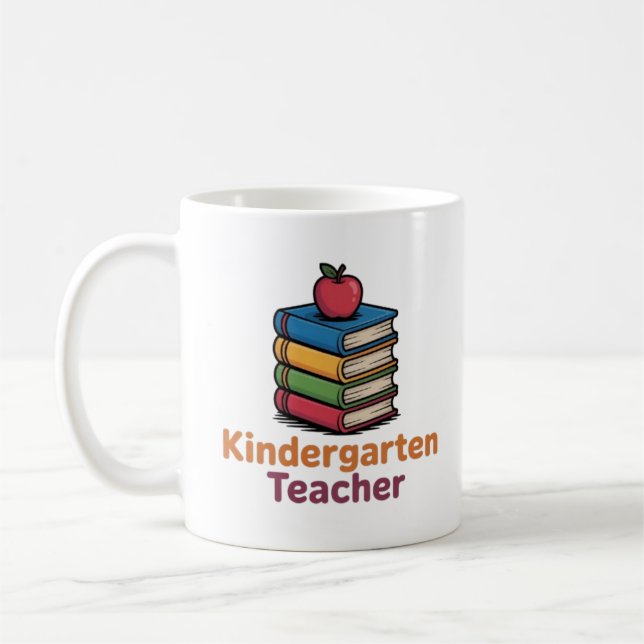 Kindergarten Teacher Cute Books Apple Coffee Mug T Kaffemugg (Vänster)
