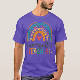 Kindergarten Teacher Funny Colorful Rainbow Back T Shirt
