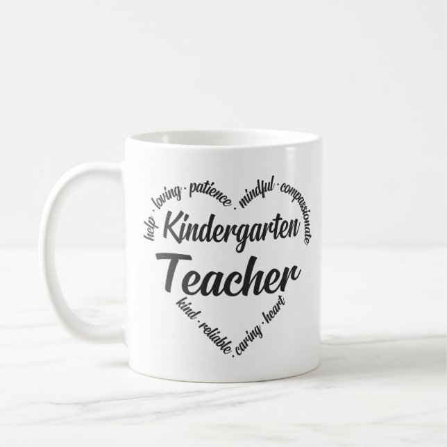 Kindergarten Teacher Heart Ord Cloud Kaffemugg (Vänster)